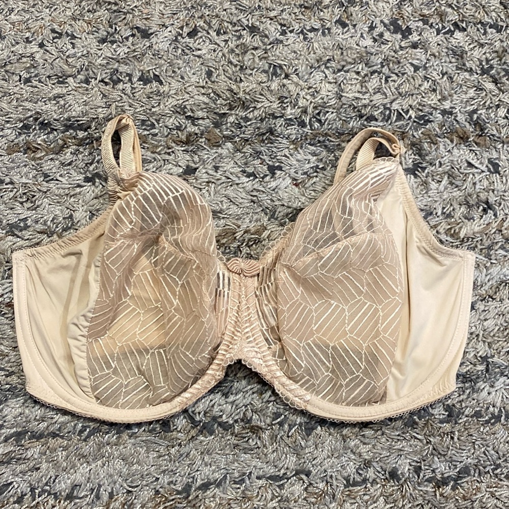 Wacoal beige, underwire full coverage sheer bra, size 40H
